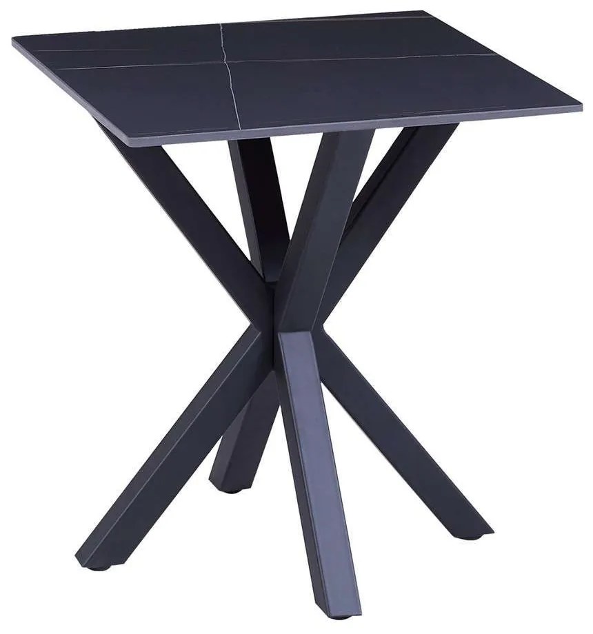 Τραπεζάκι Βοηθητικό Σαλονιού HM9471.04 50x50x55cm Με Μαύρη Μεταλλική Βάση Black Metal, Ceramic