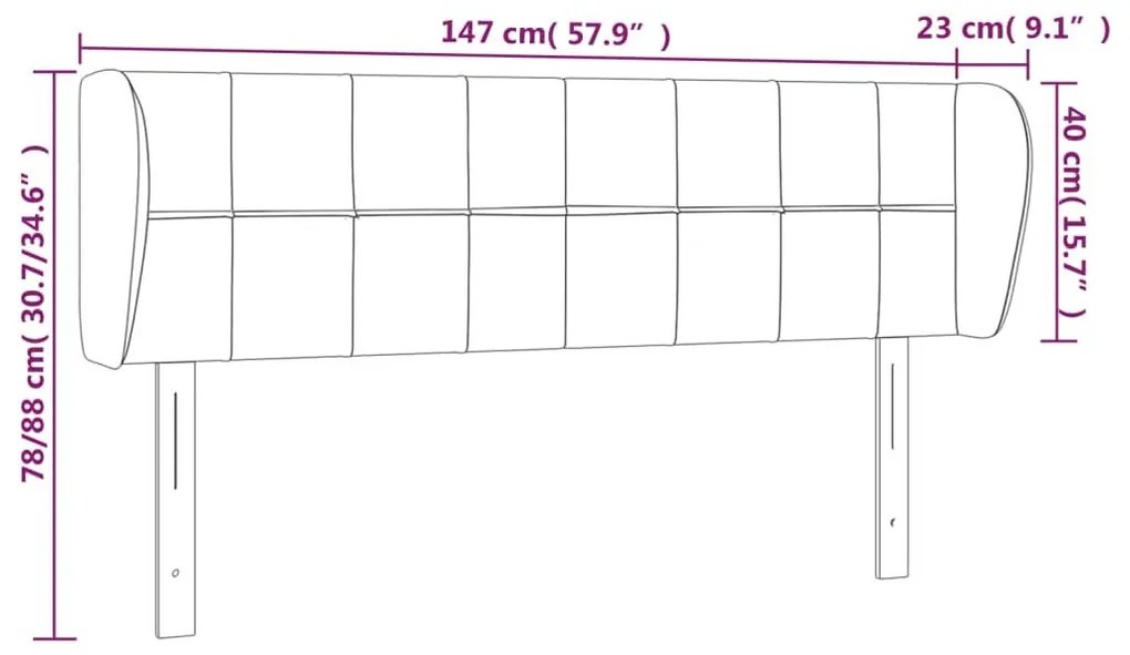 Κεφαλάρι με Πτερύγια Μπλε 147 x 23 x 78/88 εκ. Υφασμάτινο - Μπλε