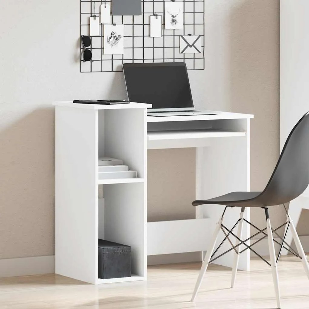 vidaXL Γραφείο με ράφια Λευκό 84x40x78 cm Κατασκευασμένο ξύλο