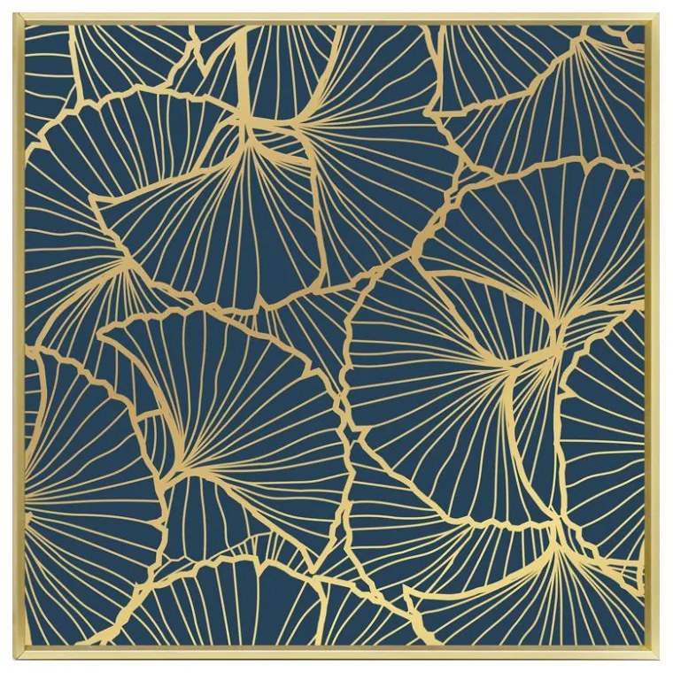 Κάδρο Σε Καμβά Lango 3 022876 51,5x51,5xH3,5cm Petrol-Gold Square Ξύλο, Καμβάς