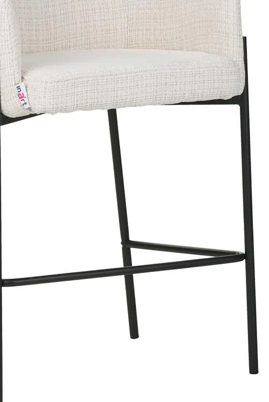 Σκαμπό μπαρ Tolerse Inart μπεζ ύφασμα-πόδι μαύρο μέταλλο 2αδα 55x60x97 εκ.