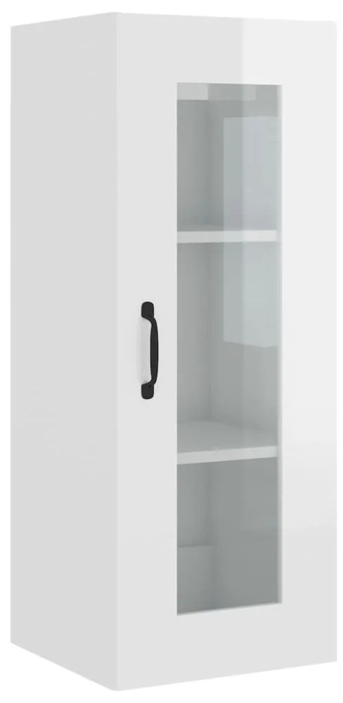 vidaXL Ντουλάπι Γυαλ. Λευκό 34,5 x 34 x 180 εκ. από Επεξεργασμένο Ξύλο