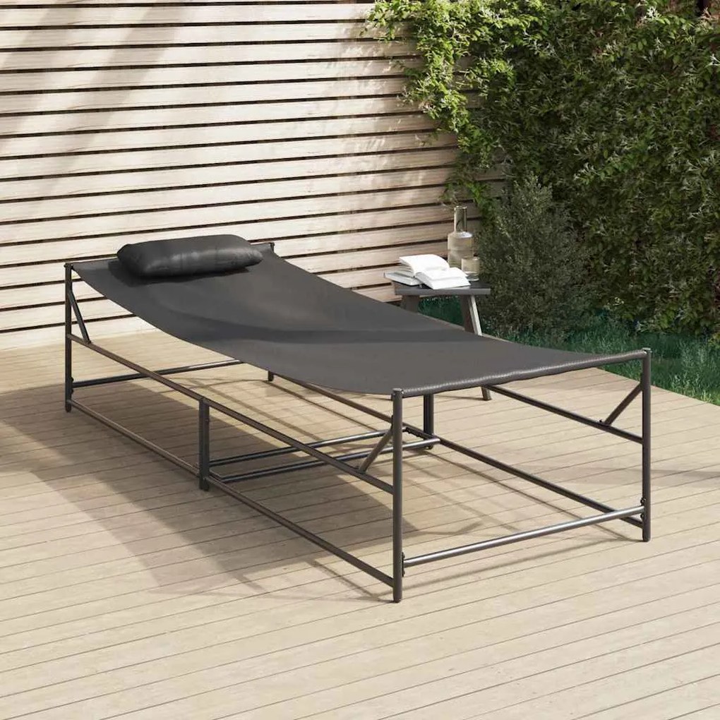 vidaXL Πολυθρόνα Κήπου Ήλιου - Ανθρακί - 200 x 74 x 73 cm - Χάλυβας & Textilene