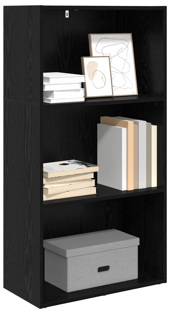 vidaXL Ράφι Βιβλίων Μαύρη Οξυά 60 x 30 x 76.5 εκ Επεξεργασμένο ξύλο