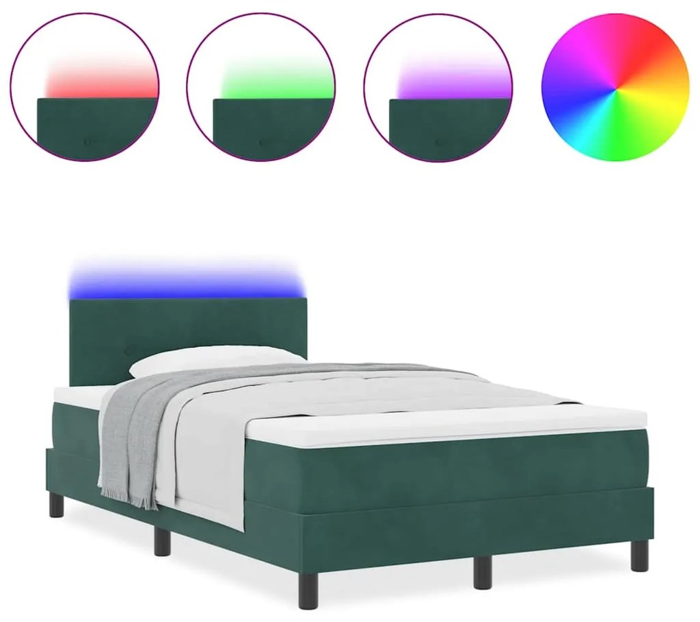 vidaXL Κρεβάτι με ελατήρια Σκούρο πράσινο 120 x 200 cm Βελούδο