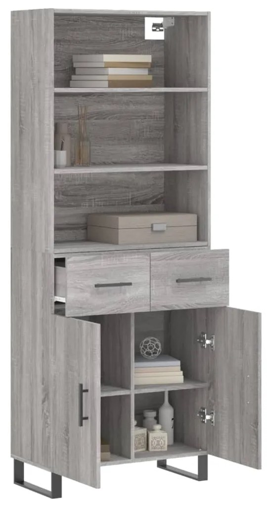 vidaXL Ντουλάπι Γκρι Sonoma 69,5 x 34 x 180 εκ. Επεξεργασμένο Ξύλο