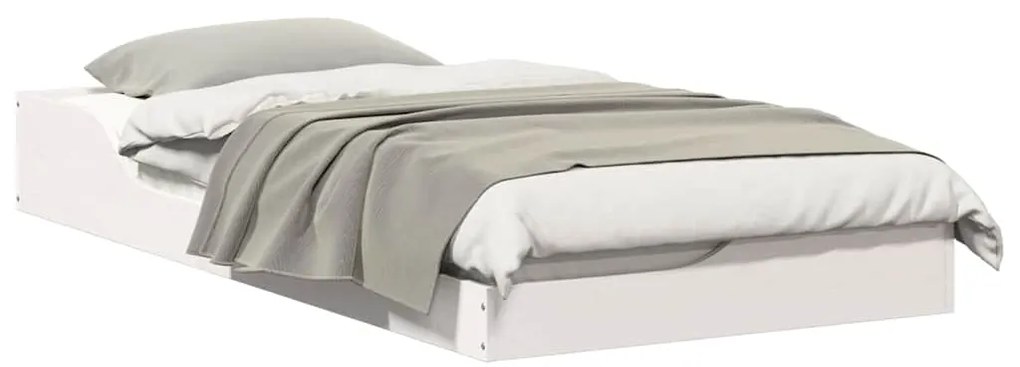 vidaXL Κρεβάτι δαπέδου Λευκό 90 x 190 cm Μασίφ ξύλο πεύκου