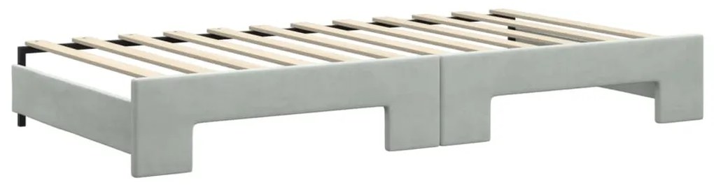 vidaXL Καναπές Κρεβάτι Συρόμενος Αν. Γκρι 100x200εκ Βελούδο &amp; Συρτάρια