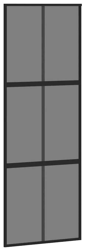 vidaXL Συρόμενη πόρτα με σετ υλικού 76x205 cm από γυαλί&Αλουμίνιο