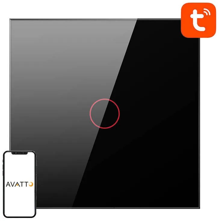 Smart Light Switch WiFi Avatto TS02-EU-B1 1 Way TUYA (black)