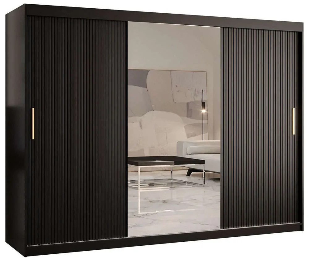 Ντουλάπα Δίφυλλη Συρόμενη Riflo Slim 162575749 250x62x200cm Black-Gold Δίφυλλη