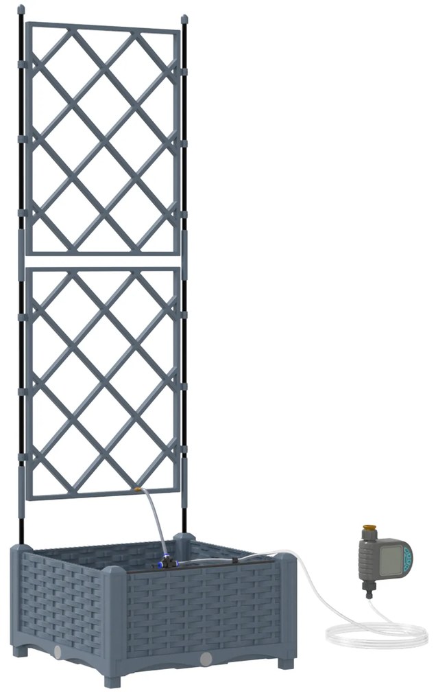 vidaXL Γλάστρες Κήπου 1 τεμ Ανοιχτό γκρι 40 x 40 x 126 cm Πλαστικό