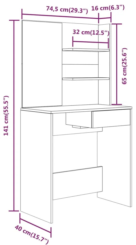 ΜΠΟΥΝΤΟΥΑΡ ΜΕ ΚΑΘΡΕΦΤΗ SONOMA ΔΡΥΣ 74,5 X 40 X 141 ΕΚ. 802807