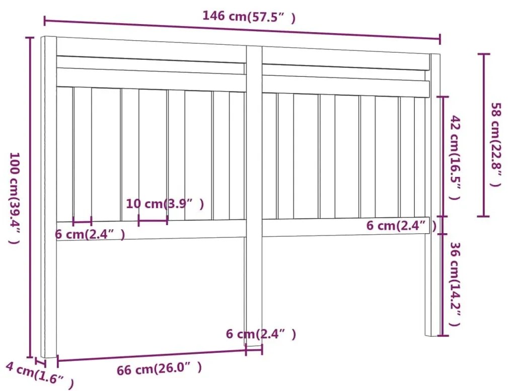 Κεφαλάρι Κρεβατιού Γκρι 146 x 4 x 100 εκ. από Μασίφ Ξύλο Πεύκου - Γκρι