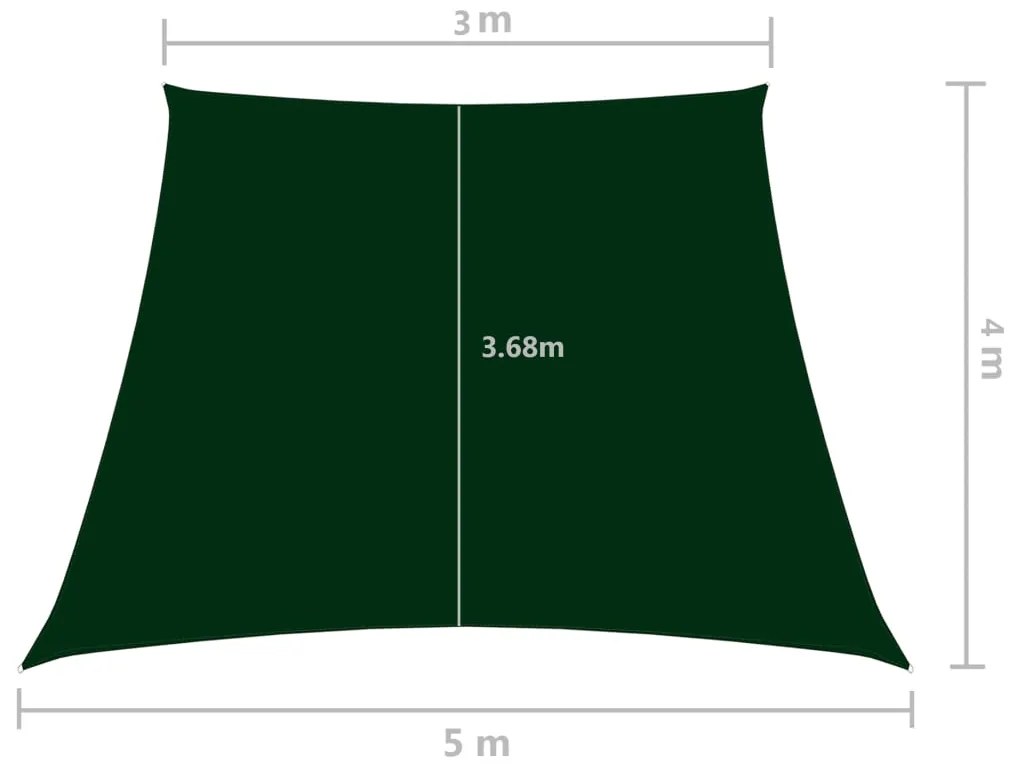 vidaXL Πανί Σκίασης Τρίγωνο Σκ. Πράσινο 3/5x4 μ. από Ύφασμα Oxford