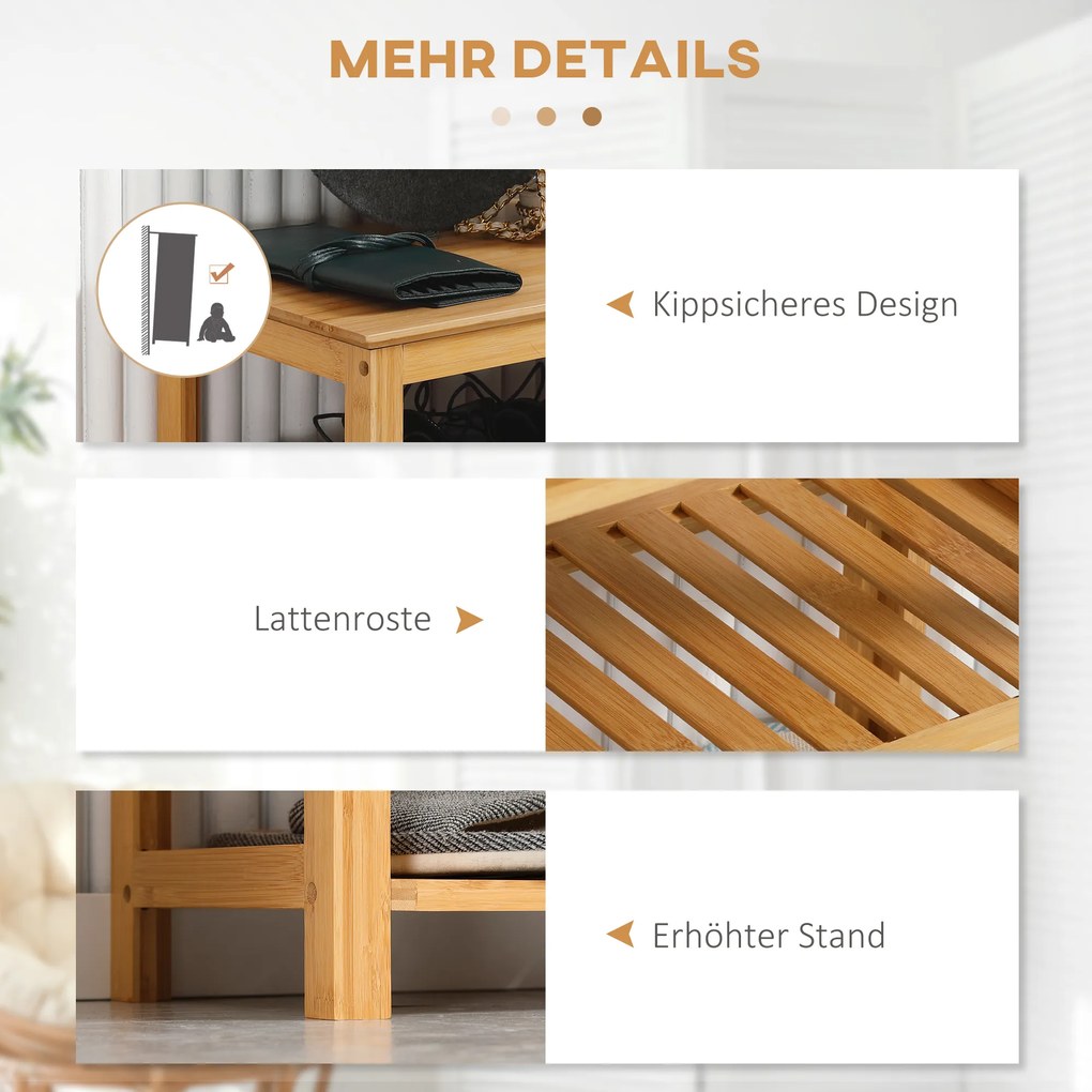 HOMCOM Ράφι Παπουτσιών με 4 Ράφια, Μπαμπού, Πλακέ, έως Μέγεθος EU 45, Φυσικό