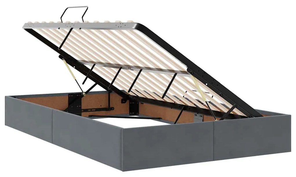 vidaXL Κρεβάτι με αποθηκευτικό χώρο και LED Σκούρο Γκρι 120 x 190 cm