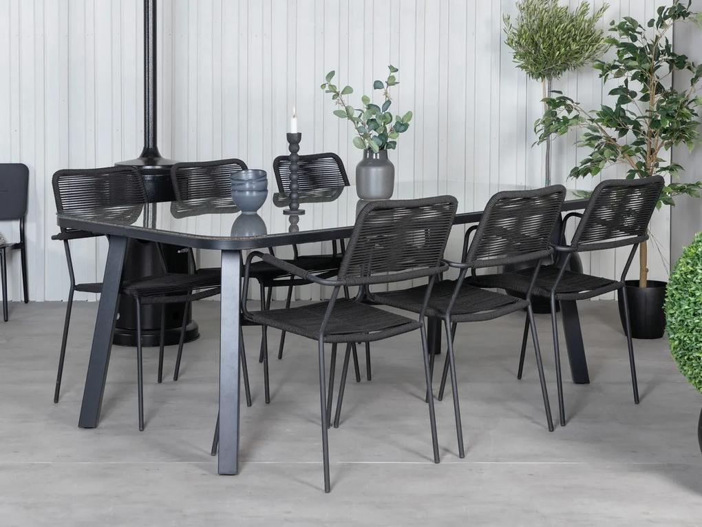 Σετ Τραπέζι και καρέκλες Dallas 2934, Επεξεργασμένο γυαλί, Σχοινί, Μέταλλο | Epipla1.gr