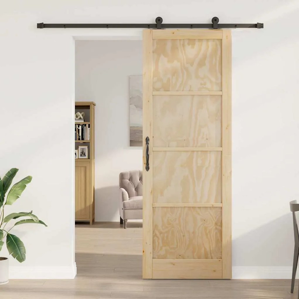 vidaXL Συρόμενη Πόρτα ORKDAL Φυσικό και μαύρο 83 x 232 εκ.