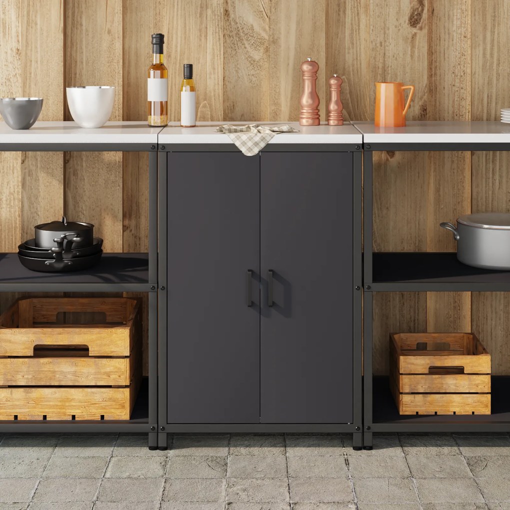 vidaXL Ντουλάπα Αποθήκευσης Κουζίνας Μαύρο 60 x 50 x 92 εκ. Ατσάλι