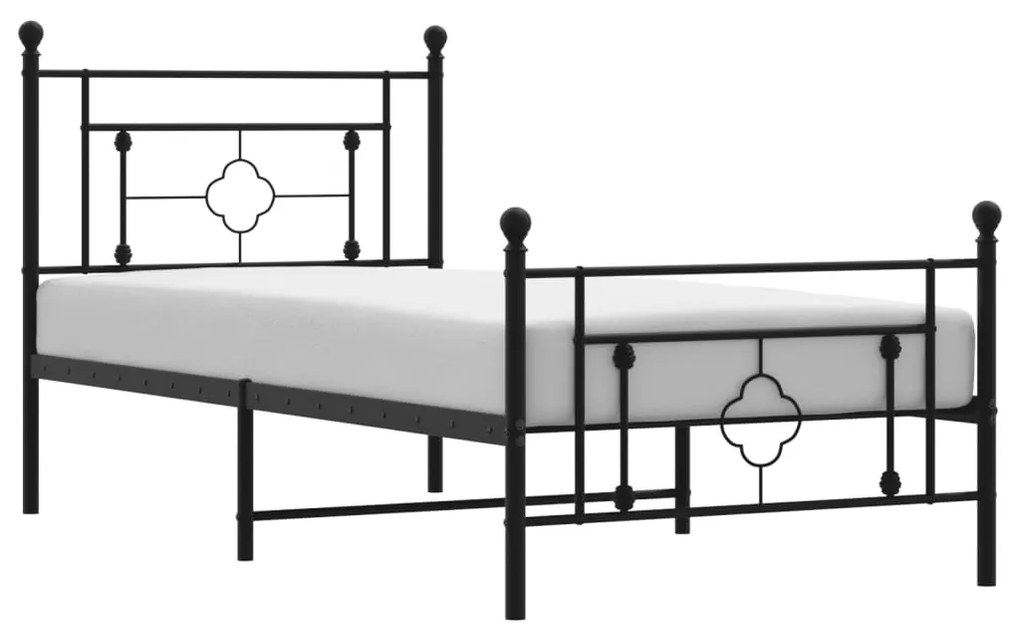 vidaXL Πλαίσιο Κρεβατιού με Κεφαλάρι&Ποδαρικό Μαύρο 90x190 εκ. Μέταλλο
