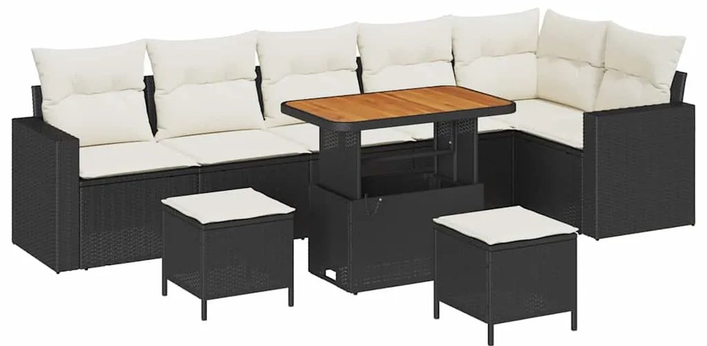 vidaXL Σετ Καναπέ Κήπου 9 pcs Μαύρο συνθετικό ρατάν