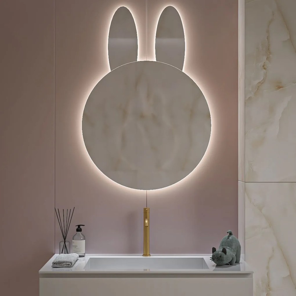 Παιδικός Καθρέπτης τοίχου Rabbit 70x100εκ. με φωτισμό Led Διακόπτης Αφής: Όχι