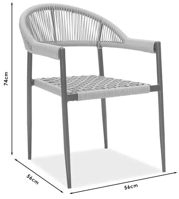 Πολυθρόνα Tiana μέταλλο μαύρο-pe φυσικό 56x56x74 εκ.