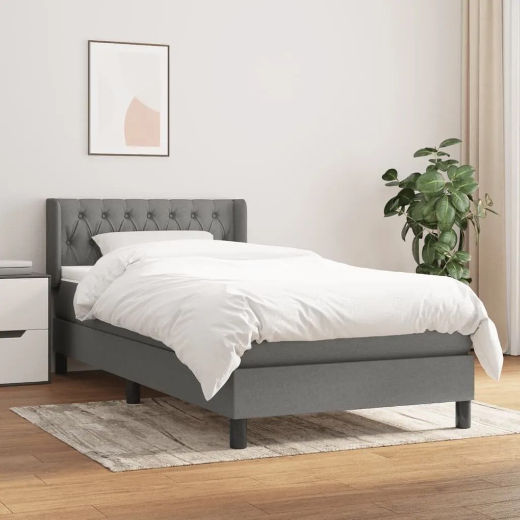 ΚΡΕΒΑΤΙ BOXSPRING ΜΕ ΣΤΡΩΜΑ ΣΚΟΥΡΟ ΓΚΡΙ 90X200 ΕΚ. ΥΦΑΣΜΑΤΙΝΟ 3129922