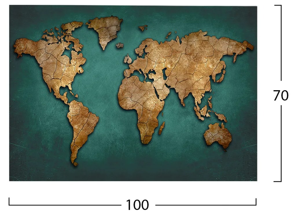 ΠΙΝΑΚΑΣ ΚΑΜΒΑΣ WORLD MAP HM7197.01 100X3X70 εκ.