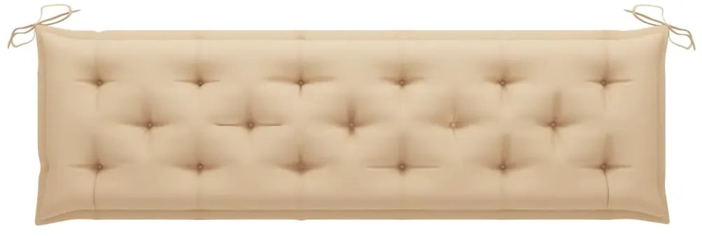 vidaXL Παγκάκι Κήπου 175 εκ. από Μασίφ Ξύλο Teak με Μπεζ Μαξιλάρι