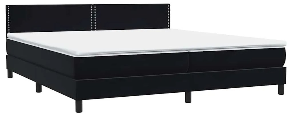 Box Spring Κρεβάτι με στρώμα Μαύρο 180x220 cm Βελούδινο - Μαύρο