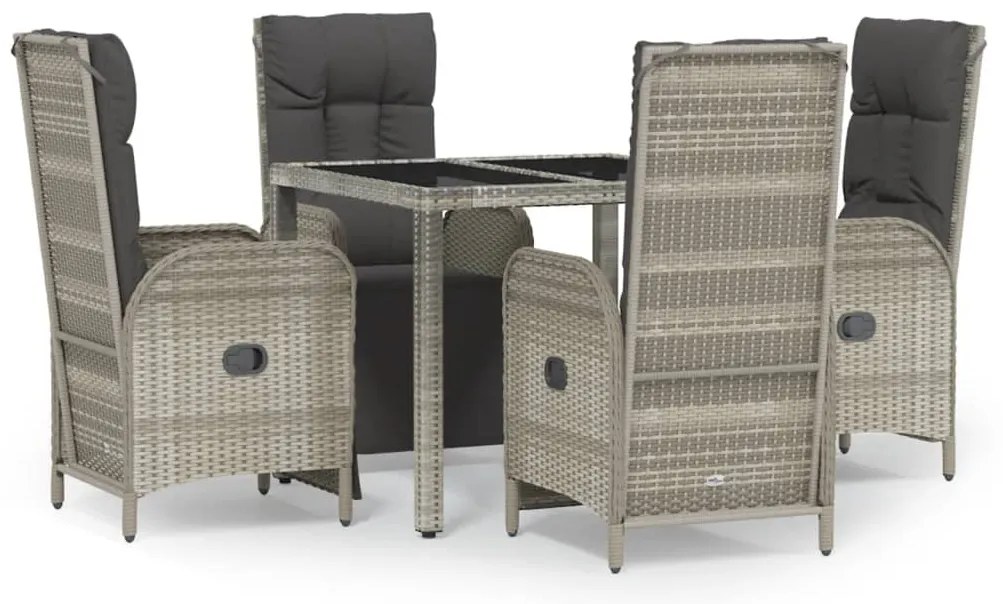 vidaXL Σετ Τραπεζαρίας Κήπου 5 τεμ. Γκρι Συνθ. Ρατάν με Μαξιλάρια