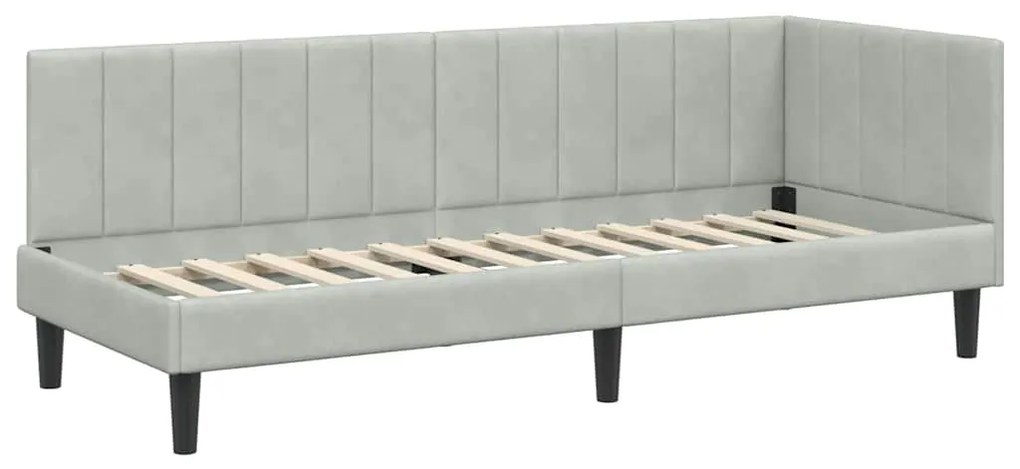 vidaXL Κρεβάτι Γωνίας με στρώμα Ανοιχτό γκρι 80 x 200 cm Βελούδο
