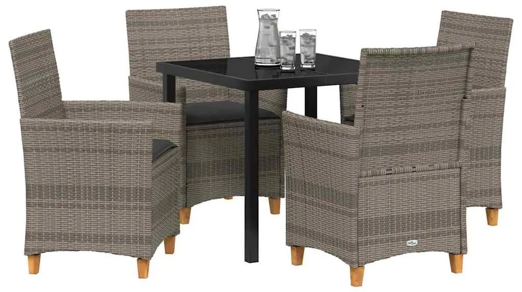 vidaXL Σέτ φαγητού για κήπο 5 pcs Γκρι συνθετικό ρατάν