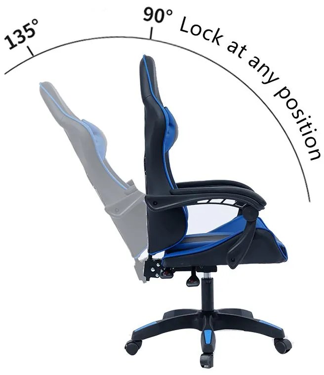 Καρέκλα γραφείου gaming William PU μαύρο-μπλε 60x59x108 εκ.