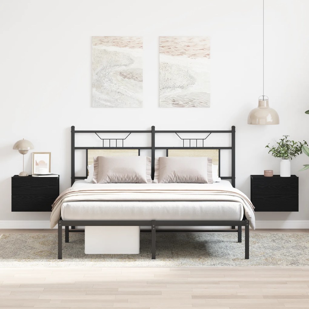 vidaXL Κομοδίνα 2 τμχ Μαύρο Ξύλο 40x30x30 εκ Επεξεργασμένο ξύλο