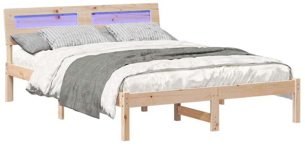 vidaXL Σκελετός Κρεβατιού Καφέ 140 x 190 cm Συμπαγές ξύλο πεύκου