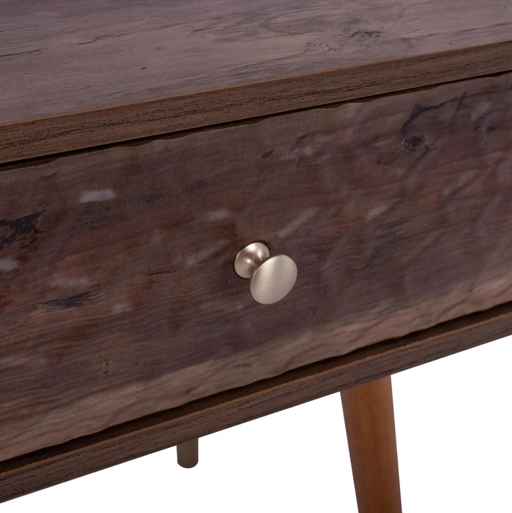 Τραπεζάκι σαλονιού - Βοηθητικό SHANICE με Ανάγλυφη Υφή Καρυδί 39x39x52Υ εκ. 39x39x52 εκ.