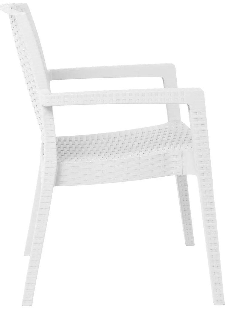 LORA-Pro Πολυθρόνα Στοιβαζόμενη, PP (Rattan Look) Απόχρωση Άσπρο 58x61x87cm
