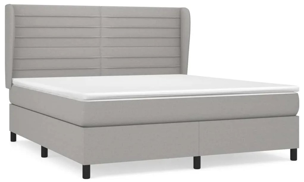 Κρεβάτι Boxspring με Στρώμα Ανοιχτό Γκρι 180x200 εκ. Υφασμάτινο - Γκρι