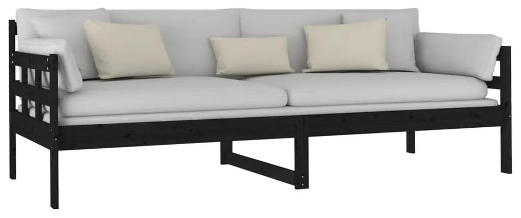 Καναπές Κρεβάτι Μαύρος 80 x 200 εκ. από Μασίφ Ξύλο Πεύκου - Μαύρο