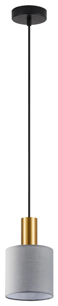 SE21-GM-4-SH2 ADEPT TUBE Gold Matt Pendant Grey Fabric Shade+