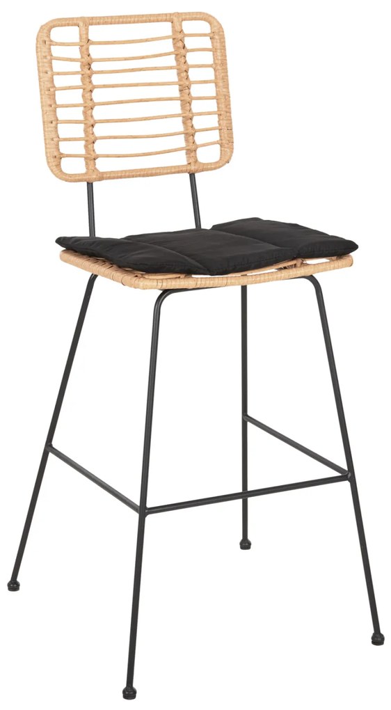 ΣΚΑΜΠΟ ΜΠΑΡ ALLEGRA HM5455.11 ΜΕΤΑΛΛΟ&ΜΑΞΙΛΑΡΙ ΜΑΥΡΟ-WICKER ΜΠΕΖ 56x59x116,5Υεκ.