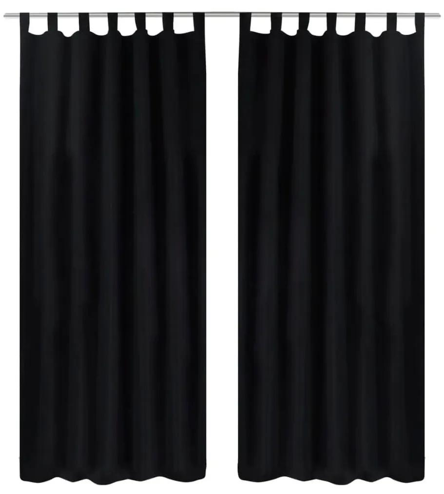 Κουρτίνες με Θηλιές 2 τεμ. Μαύρες 140 x 175 εκ. από Microsatin - Μαύρο