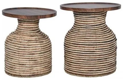 ΣΕΤ 2 ΤΡΑΠΕΖΑΚΙΑ FYLLIANA FL24054 ΚΑΦΕ-ΜΠΕΖ ΧΡΩΜΑ 40x40x45εκ &amp; 45x45x50εκ 374-225-588