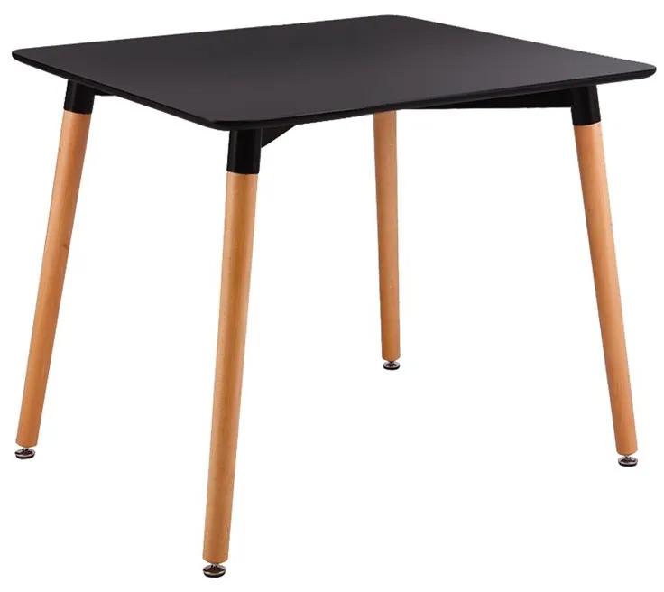 ART Τραπέζι Τραπεζαρίας Μαύρο MDF, Πόδια Οξιά Φυσικό  80x80 H.73cm [-Φυσικό/Μαύρο-] [-Ξύλο-] Ε7087,2