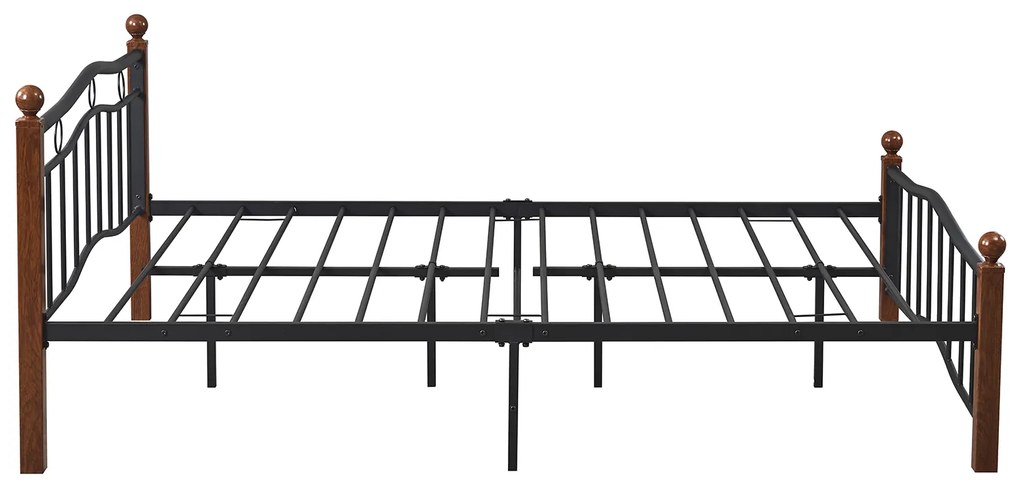 Κρεβάτι Ημίδιπλο ArteLibre ARROWHEAD Μαύρο/Καρυδί Μέταλλο Για Στρώμα 120x200cm