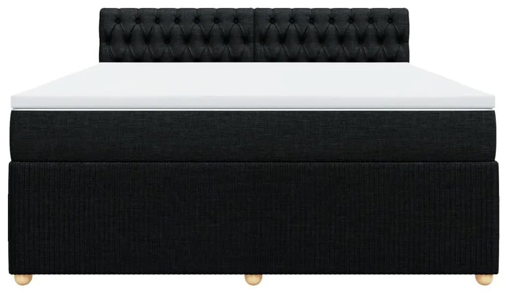 Κρεβάτι Boxspring με Στρώμα Μαύρο 180x200 εκ. Υφασμάτινο - Μαύρο