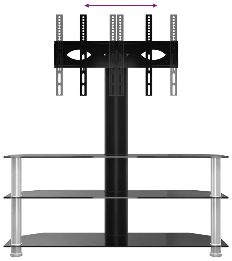 Βάση Τηλεόρασης Γωνιακή 3 Επιπέδων για 32-70 Ιντσών Μαύρη/Ασημί - Μαύρο